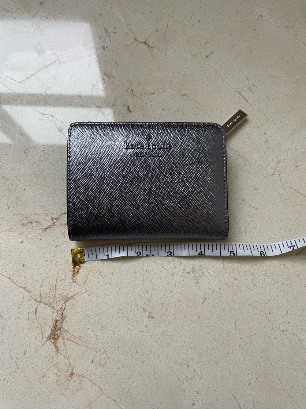 kate spade Metallic Saffiano Leather Zip Wallet